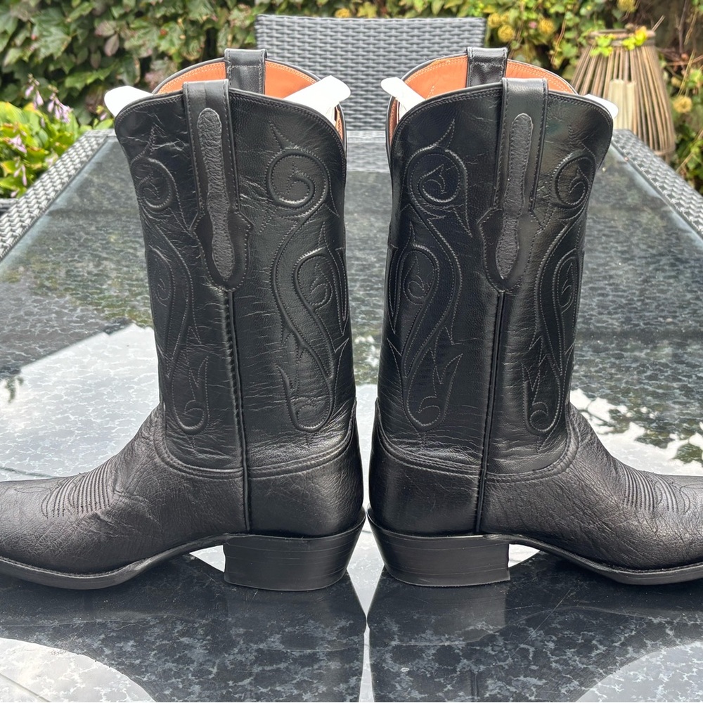 Black Jack Men's Black Smooth Ostrich Cowboy Boots - BRAND NEW: 9.5D - Picture 5 of 9